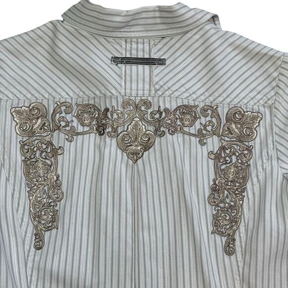 3J Workshop Johnny Was Button Front Embroidered Cargo Pocket Shirt Small - Picture 7 of 13